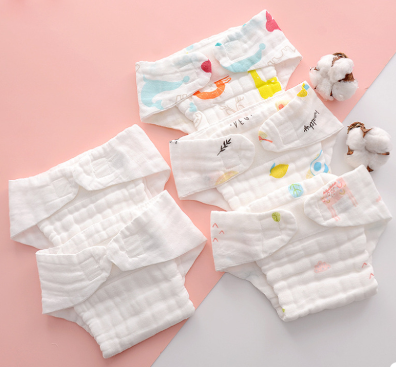 Cotton Muslin Cloth Diaper With Adjustable Baby Fit