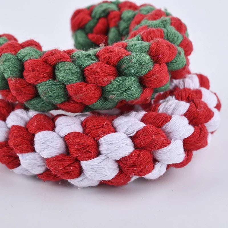 Candy Cane Cotton Rope Dog Chew Toy for Teeth Cleaning