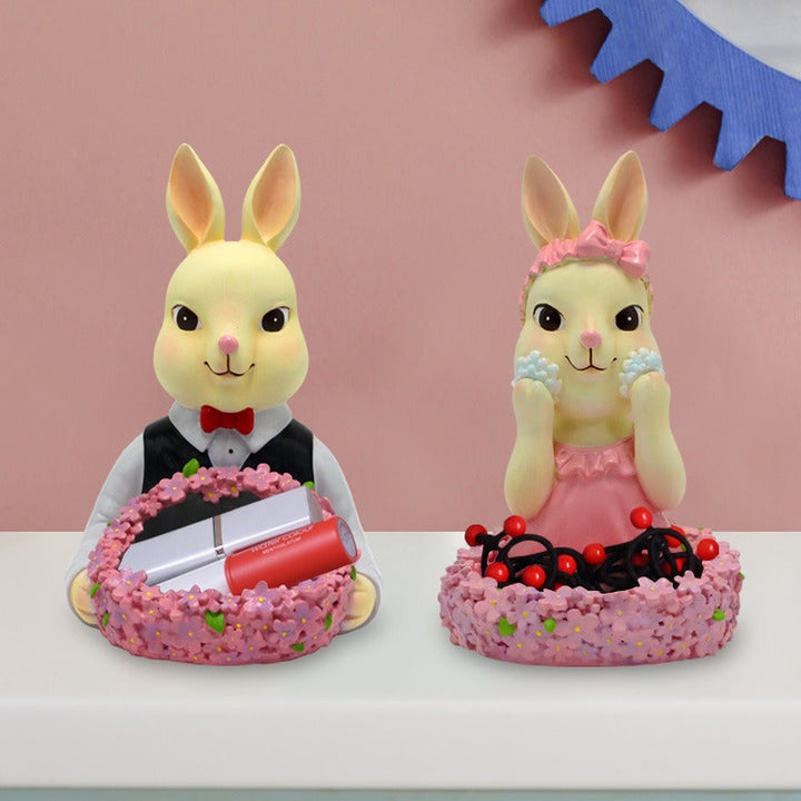 Rabbit Storage Boxes for Whimsical Clutter Control Pair
