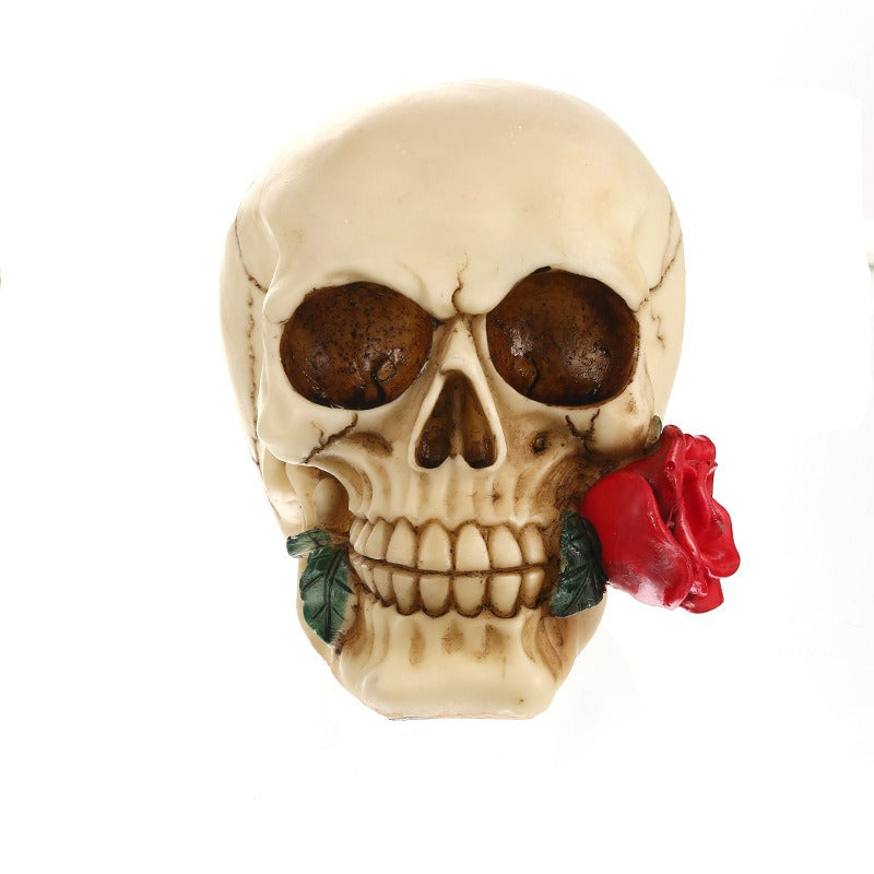 Courtship Skull Decoration with Romantic Gothic Rose