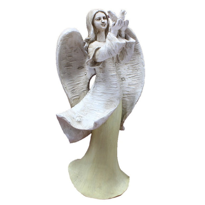 Angel Garden Statue with Dove, Resin Outdoor Decor