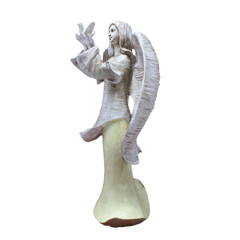 Angel Garden Statue with Dove, Resin Outdoor Decor