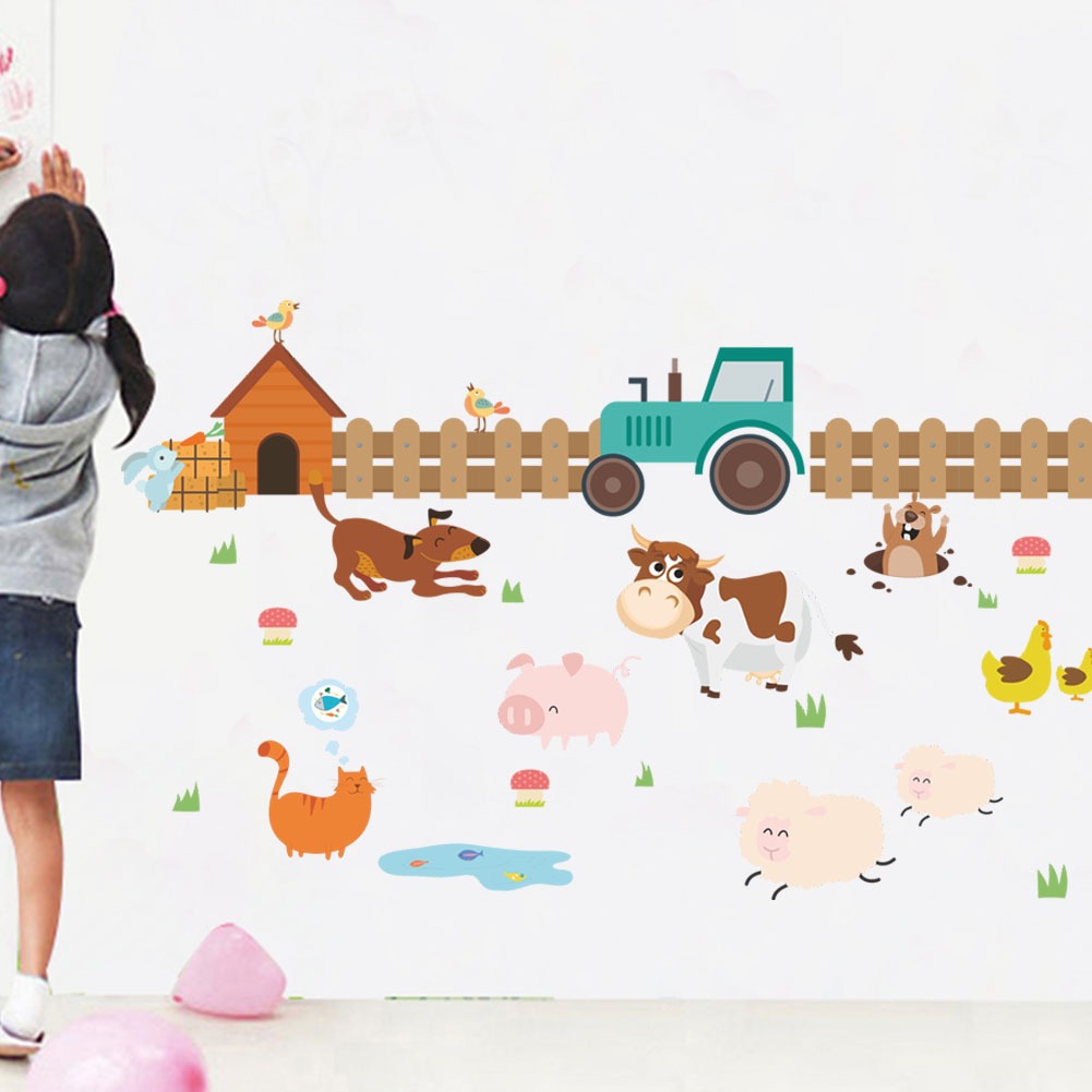 Removable Farm Animal Wall Decals for Kids' Room Decor