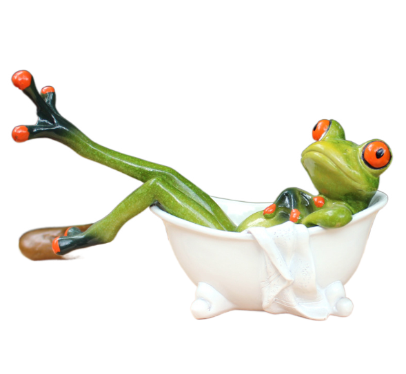 Frog Bathtub Ornament for Playful Tabletop Decor