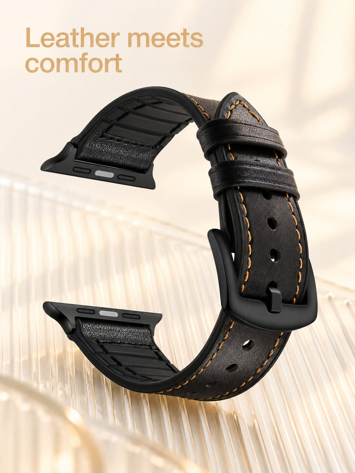 Crazy Horse Leather Apple Watch Band with Silicone Lining