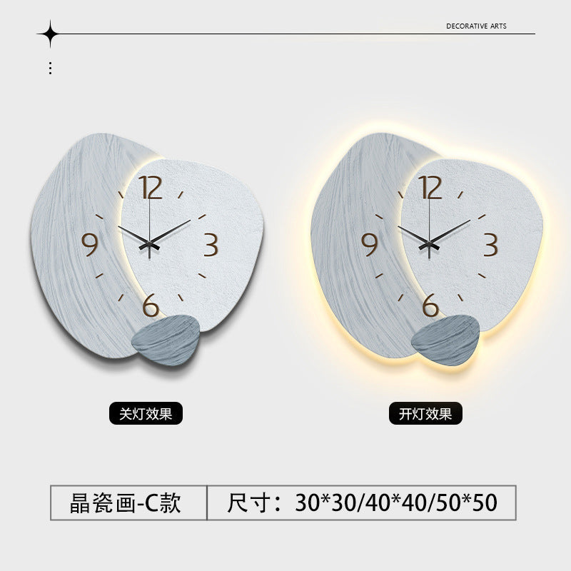 Cream Wall Clock With Warm Ambient Living Room Lighting