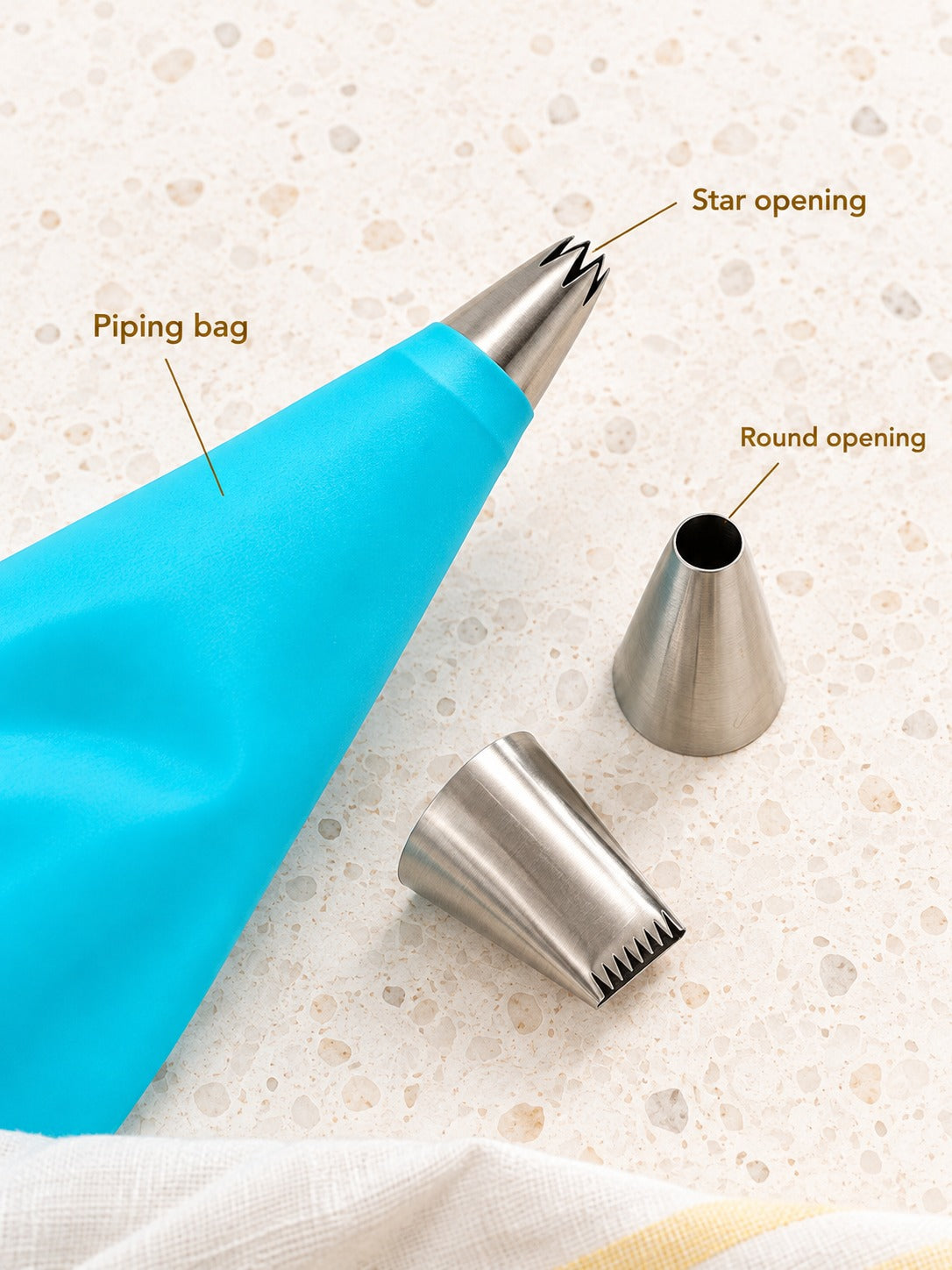 Cream Piping Tip Set: 7 Stainless Steel Tips and Bag