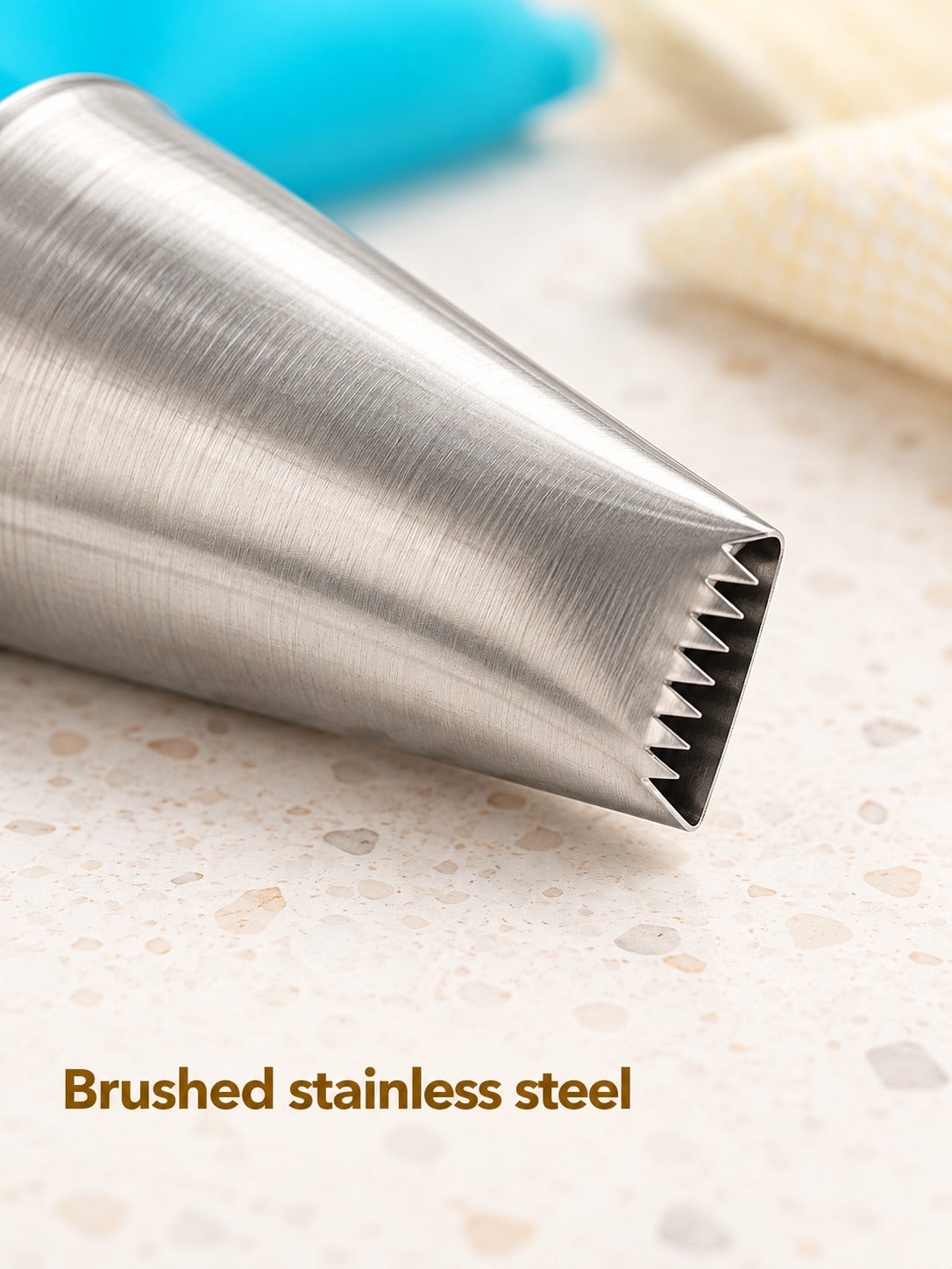 Cream Piping Tip Set: 7 Stainless Steel Tips and Bag