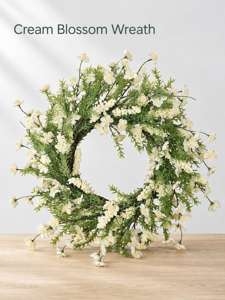 Cream Plum Blossom Wreath for Door or Wall, 30 Inch