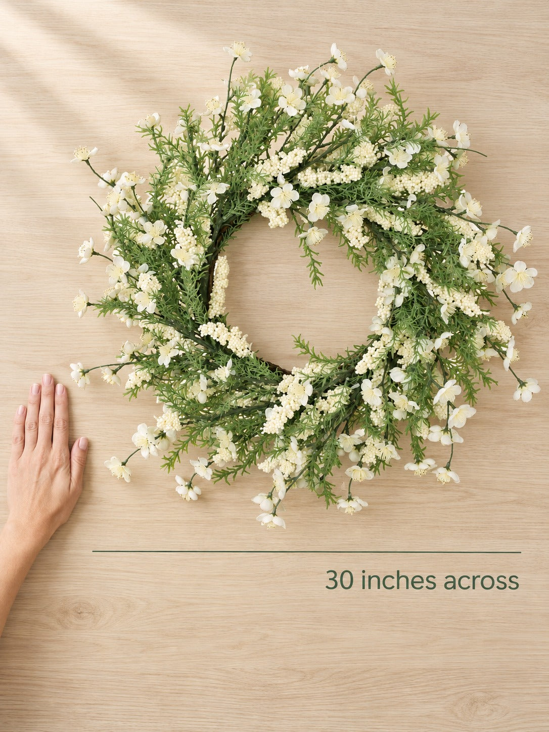 Cream Plum Blossom Wreath for Door or Wall, 30 Inch