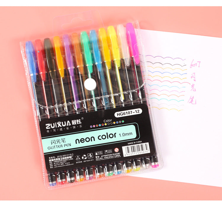 12-Color Glitter & Pastel Pens for Creative Writing