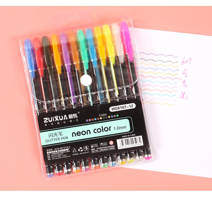 12-Color Glitter & Pastel Pens for Creative Writing