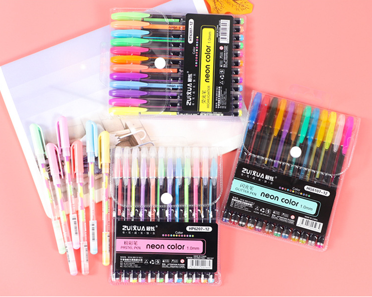 12-Color Glitter & Pastel Pens for Creative Writing