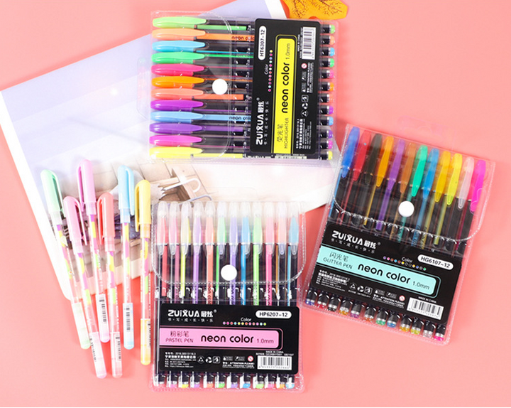 12-Color Glitter & Pastel Pens for Creative Writing