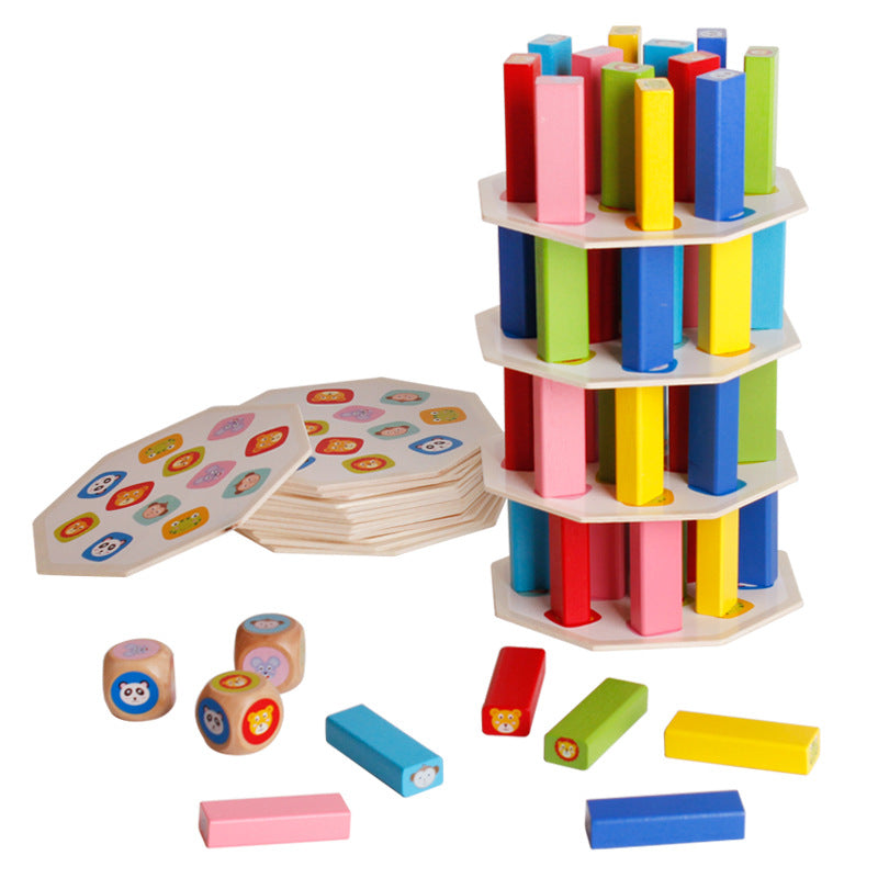 54-Piece Wooden Stacking Game for Creative Balance Play