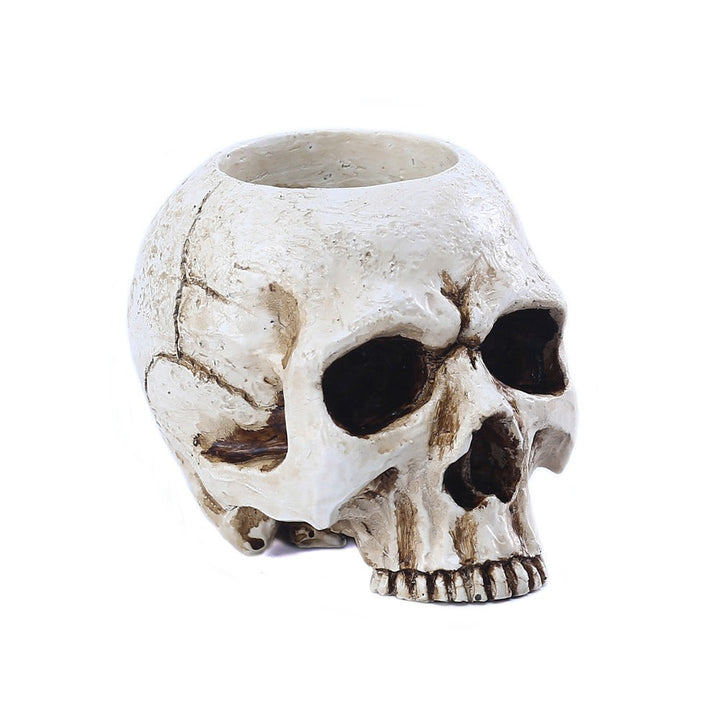 Antique Skull Candle Holder for Gothic Tabletop Decor
