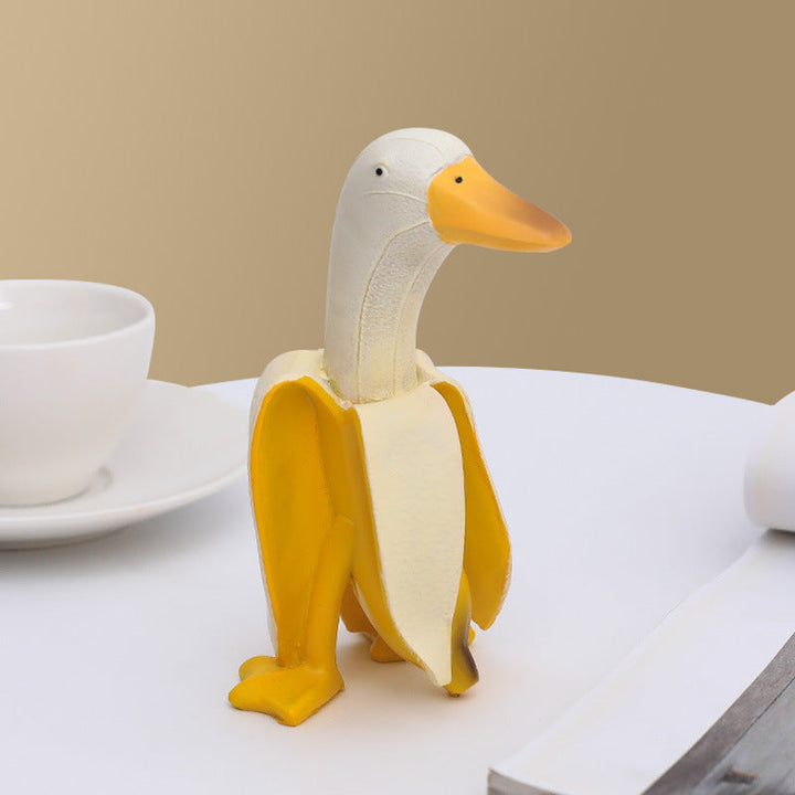 Banana Duck Desk Decor Figurine for Playful Spaces