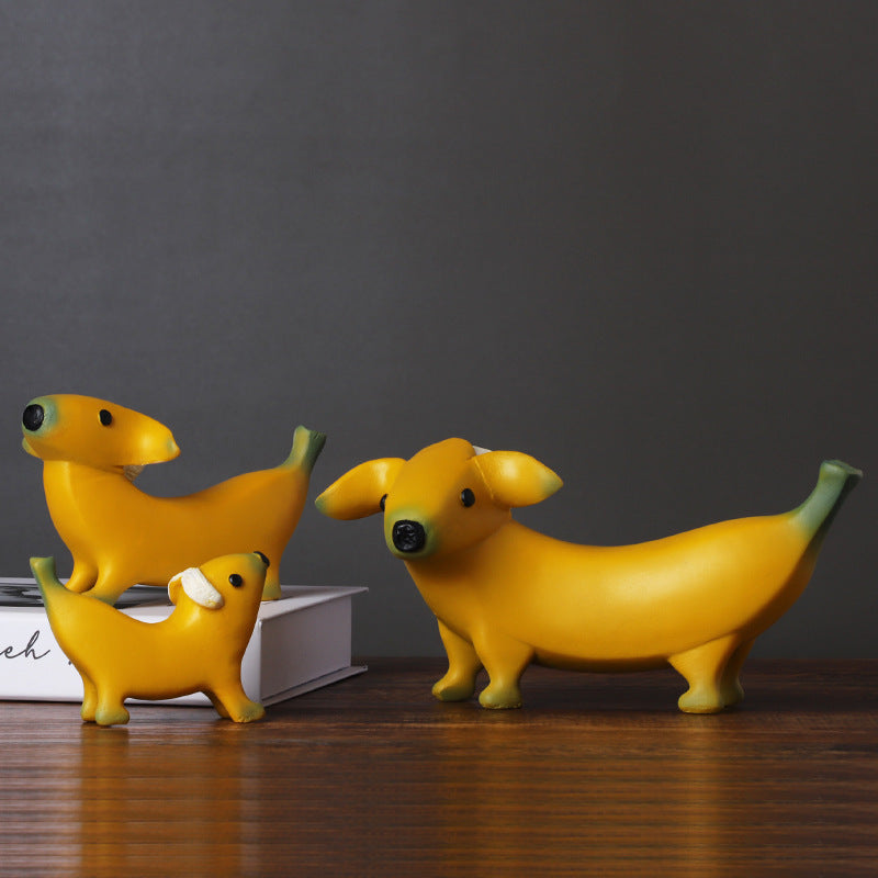 Banana Puppy Ornament for Playful Home Decor Display