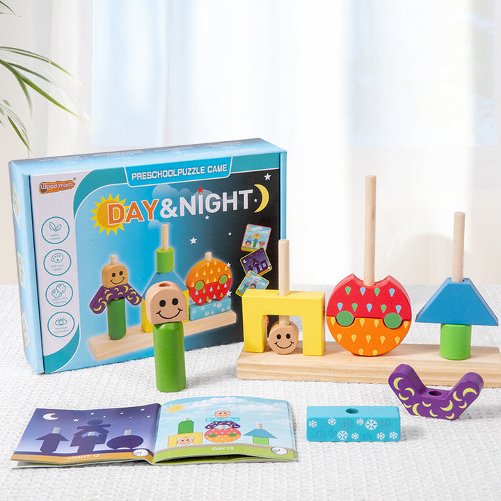 Day & Night Wooden Preschool Puzzle Board Game Set