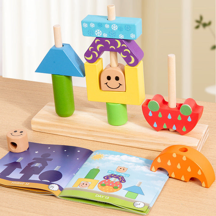 Day & Night Wooden Preschool Puzzle Board Game Set