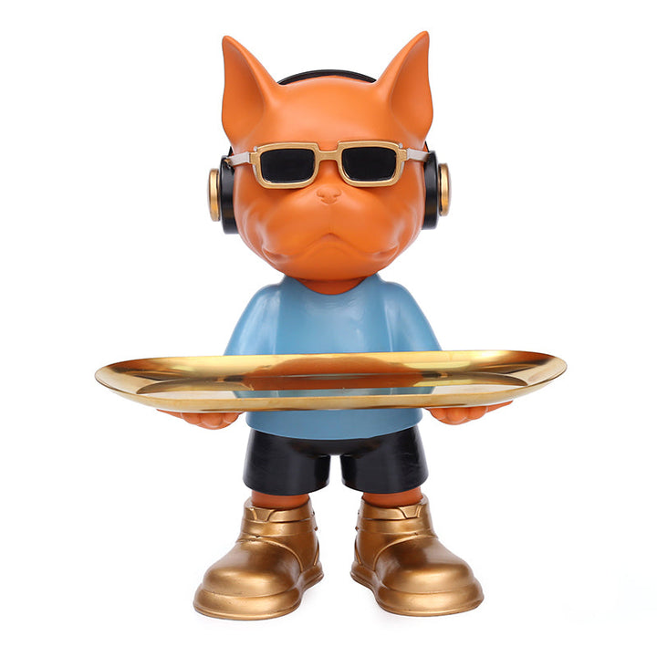 Bulldog Key Tray Sculpture with Sunglasses Décor