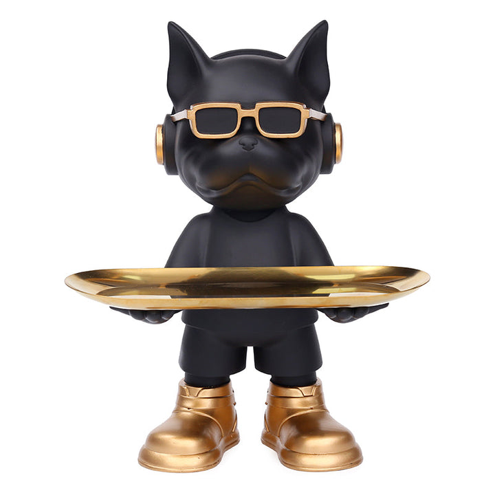 Bulldog Key Tray Sculpture with Sunglasses Décor