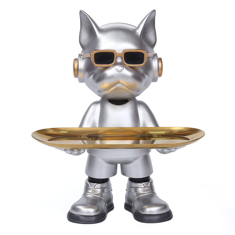 Bulldog Key Tray Sculpture with Sunglasses Décor