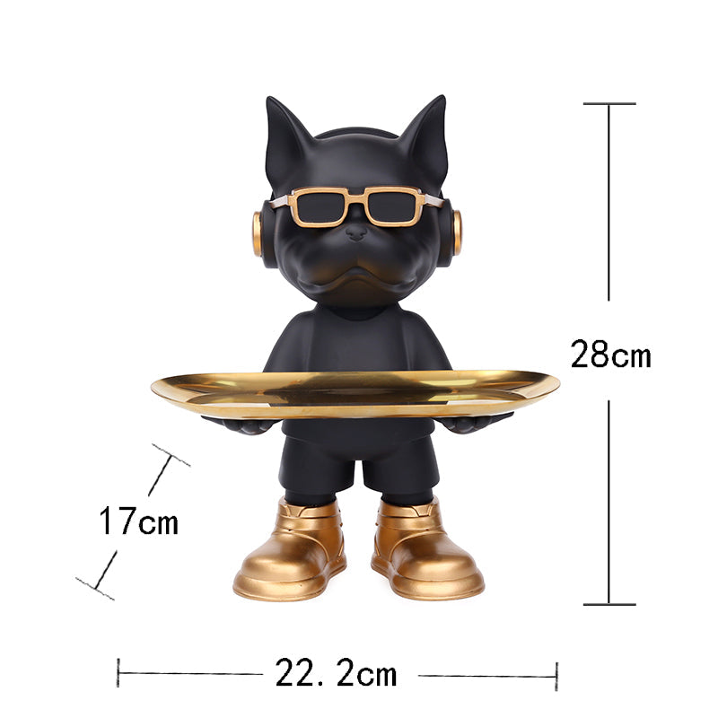 Bulldog Key Tray Sculpture with Sunglasses Décor
