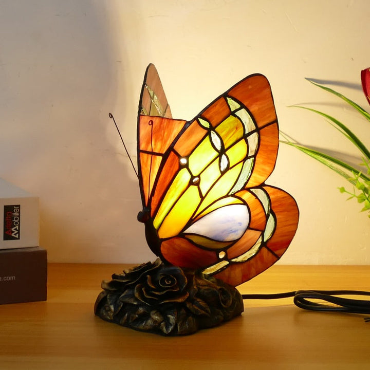 Stained Glass Butterfly Table Lamp for Bedroom Decor