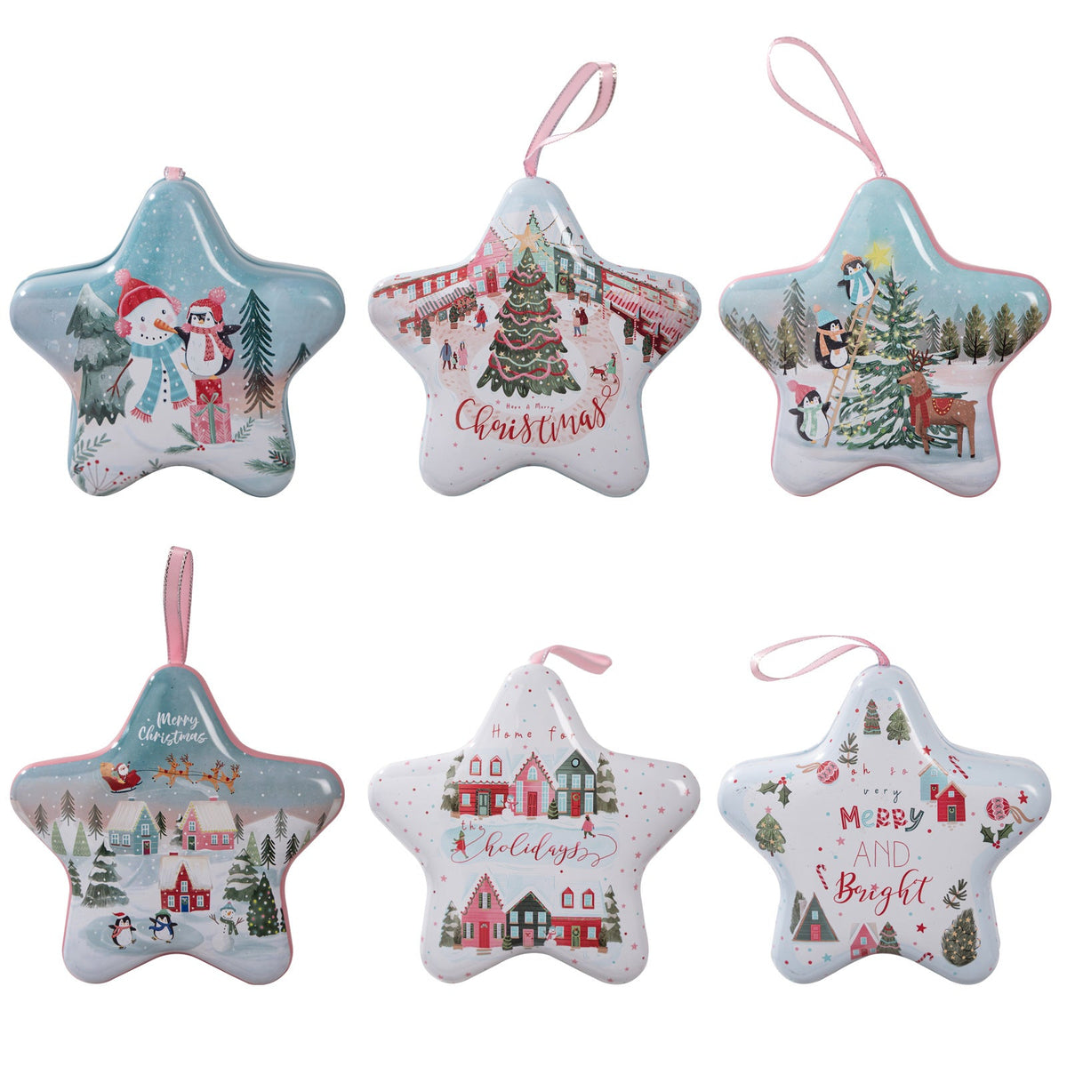 Christmas Star Candy Box Tin with Hanging Ornament