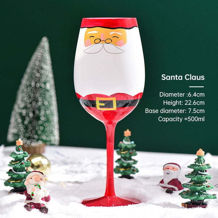 Christmas Wine Glass Hand-Painted Holiday Table Decor