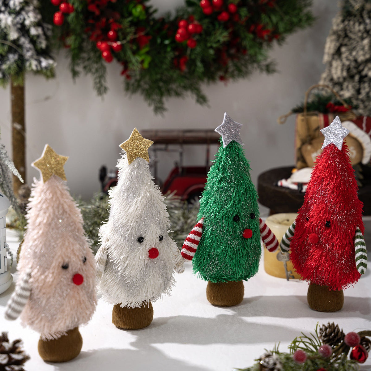 Christmas Tree Figurines for Cheerful Tabletop Decor