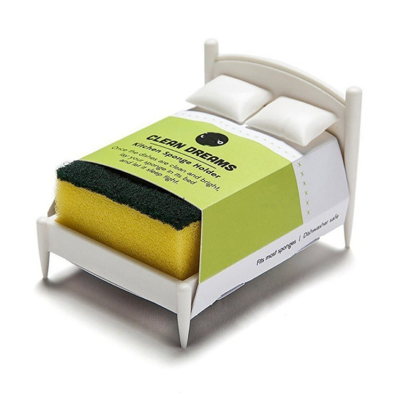 Bed-Shaped Sponge Holder for Kitchen Sink Drainage