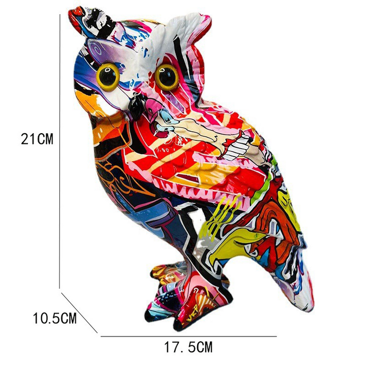 Colorful Owl Resin Ornament for Artistic Home Decor