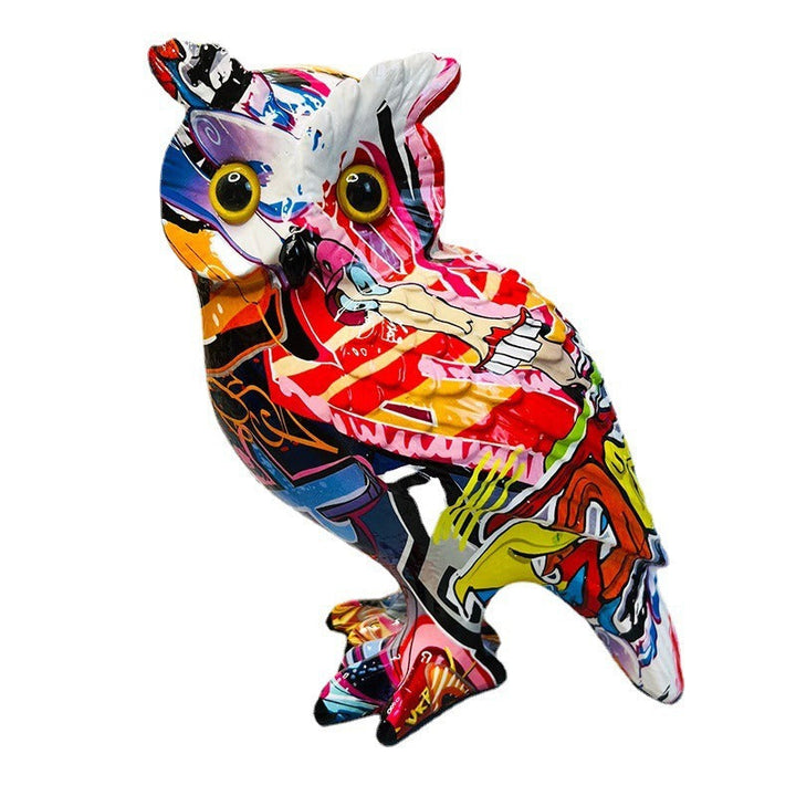 Colorful Owl Resin Ornament for Artistic Home Decor