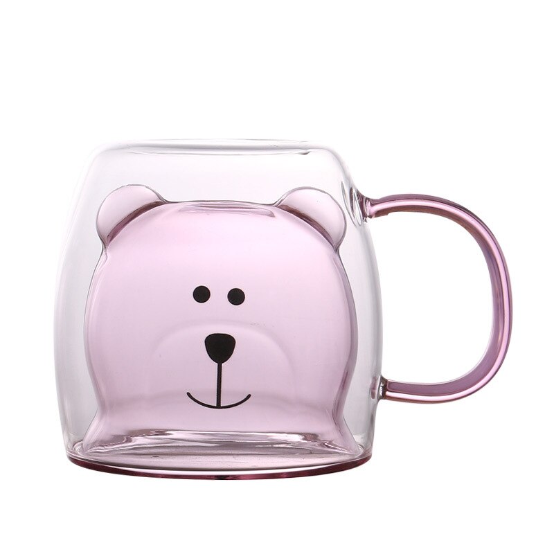 Bear Coffee Mug: Double-Wall Glass, Heat-Insulated