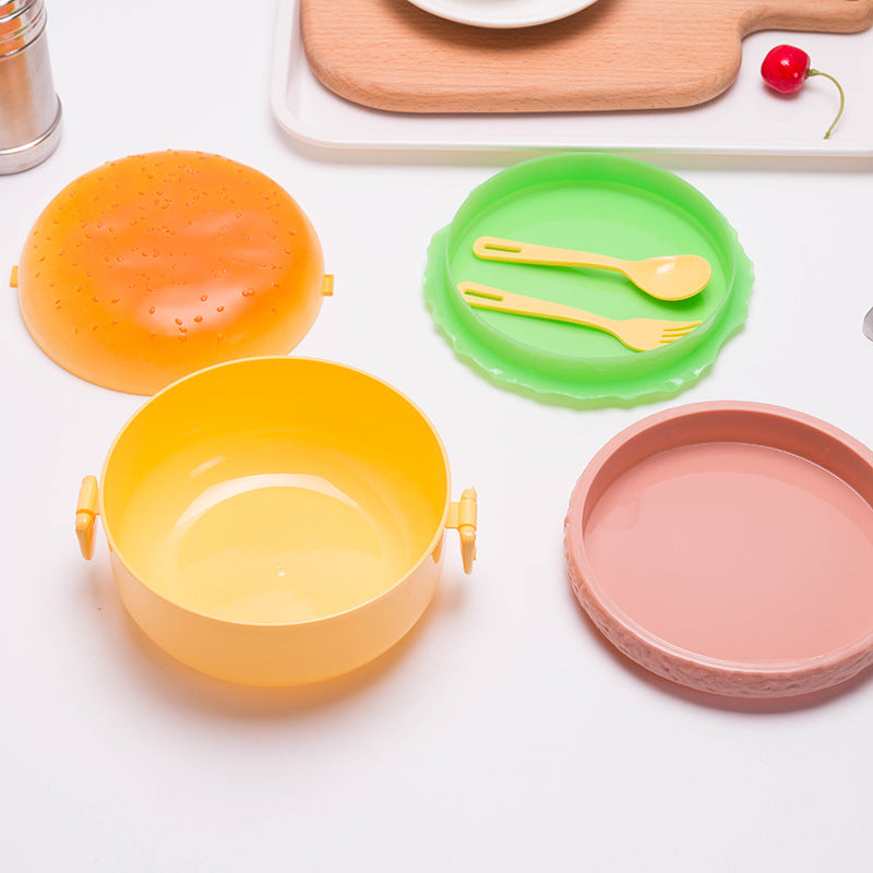 Burger Lunch Box for Kids with Lettuce Tray & Utensils