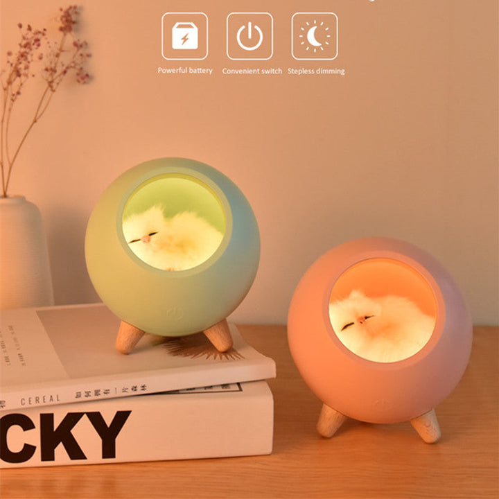 Cat Night Light for Bedroom: Warm Sleeping Kitten Glow
