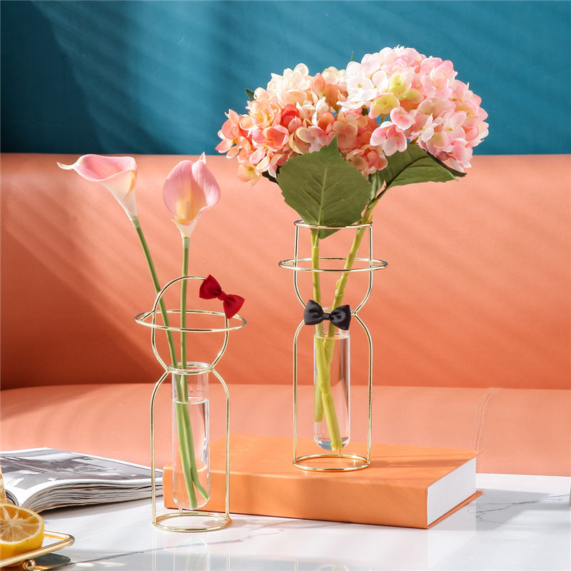 Glass Vase Set with Elegant Sculptural Tabletop Decor