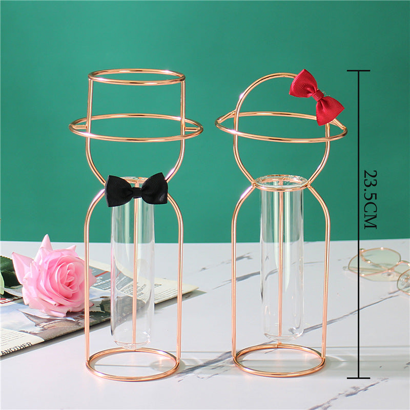 Glass Vase Set with Elegant Sculptural Tabletop Decor