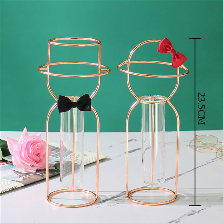 Glass Vase Set with Elegant Sculptural Tabletop Decor