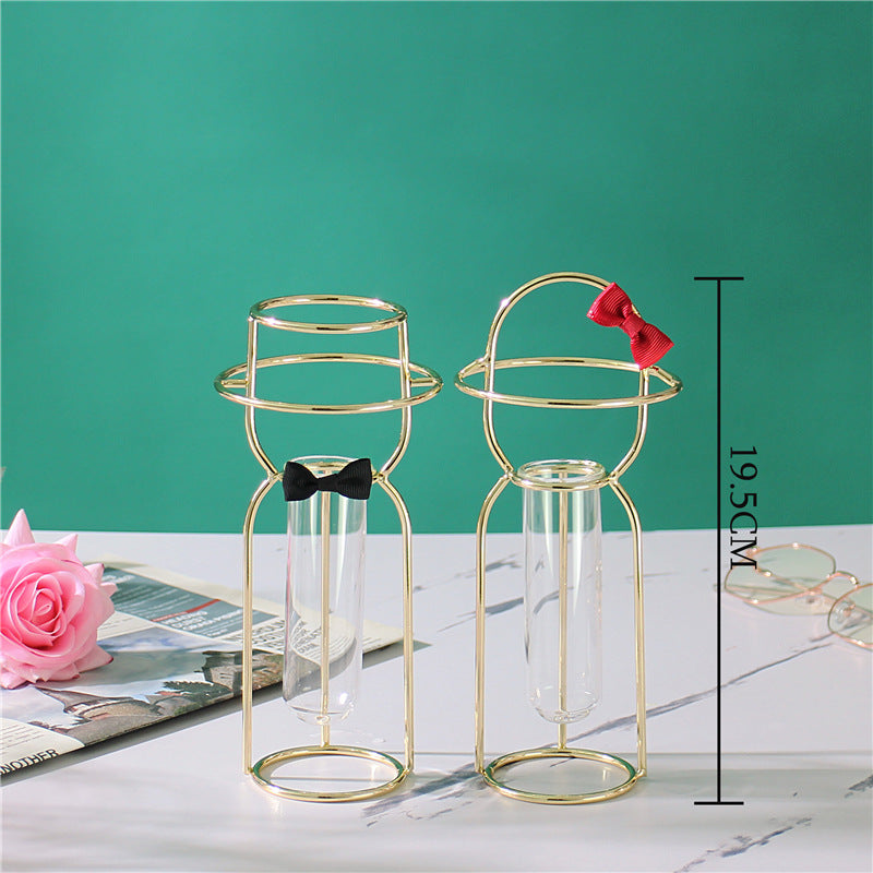 Glass Vase Set with Elegant Sculptural Tabletop Decor