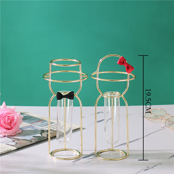 Glass Vase Set with Elegant Sculptural Tabletop Decor