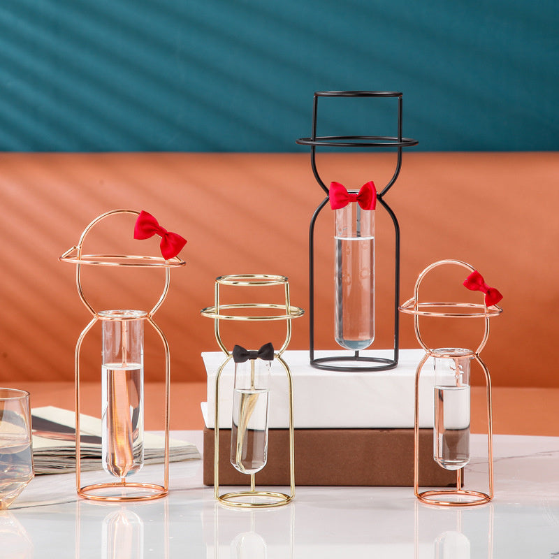Glass Vase Set with Elegant Sculptural Tabletop Decor