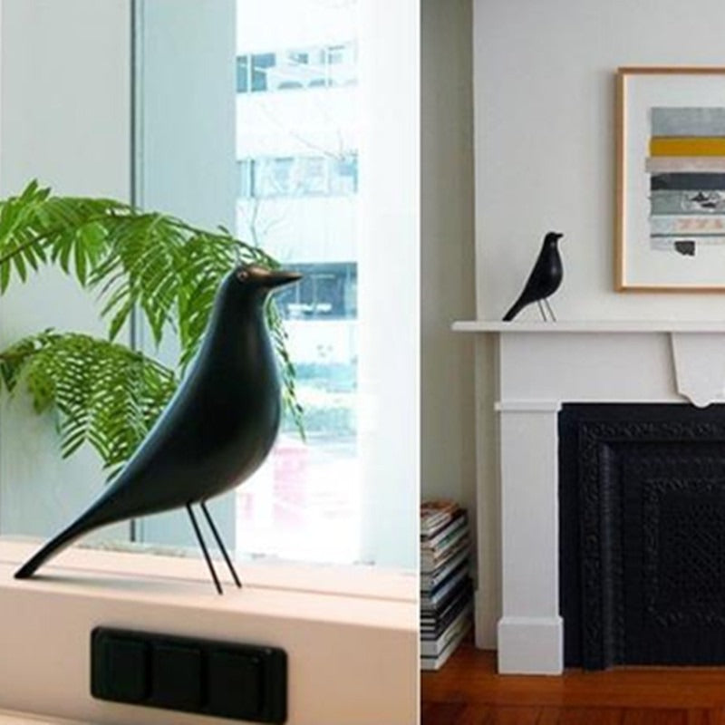 Black Bird Sculpture Decor for Minimalist Shelf Styling