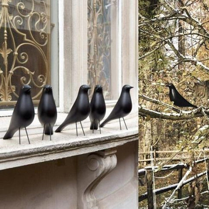 Black Bird Sculpture Decor for Minimalist Shelf Styling