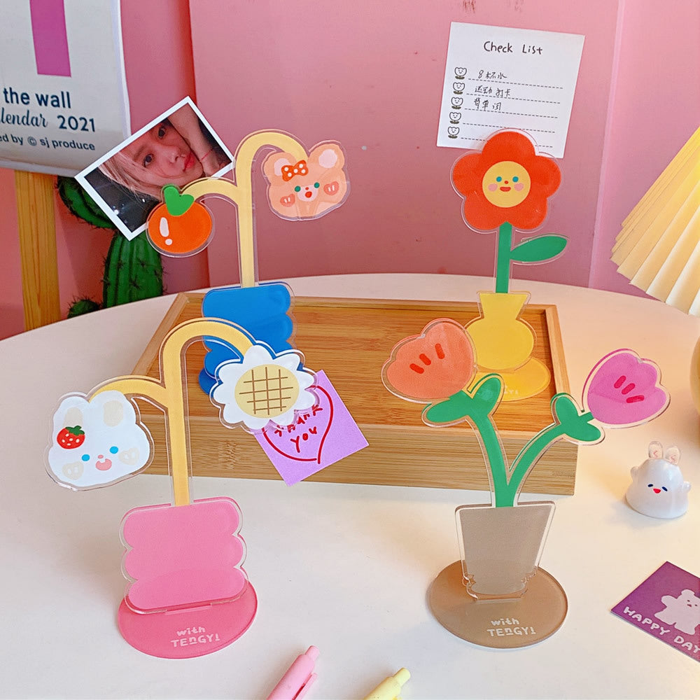 Cute Cartoon Flower Desk Note Holder and Photo Clip