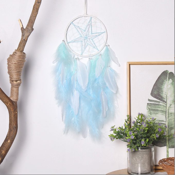 Blue Dream Catcher Wall Hanging for Dreamy Boho Calm