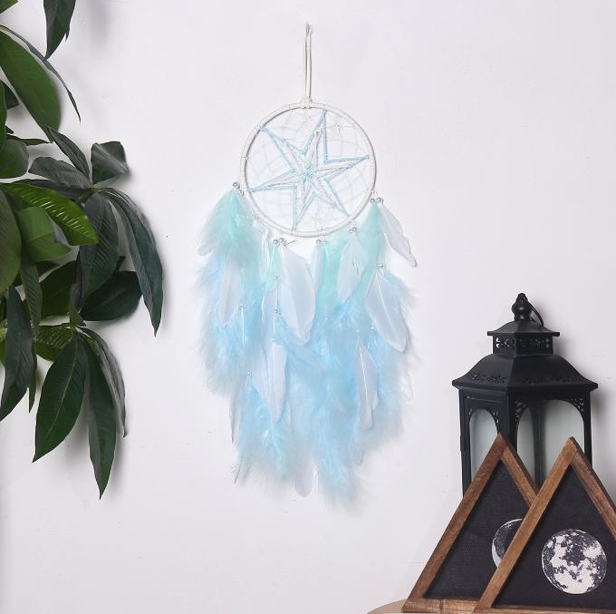Blue Dream Catcher Wall Hanging for Dreamy Boho Calm