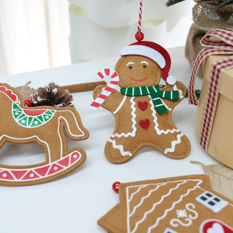 Felt Gingerbread Christmas Ornaments, 4-Piece Set